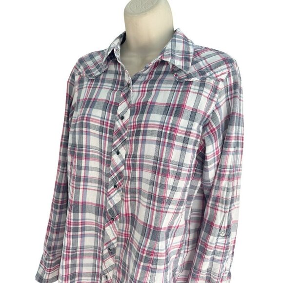 Ariat Women's Sz L Fitted Snap Front Western Shirt Embroidered Embellished Back - Picture 3 of 11